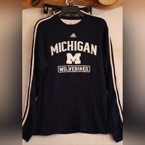 Adidas Michigan Wolverines Long sleeve Waffle Thermal Knit Shirt Size M